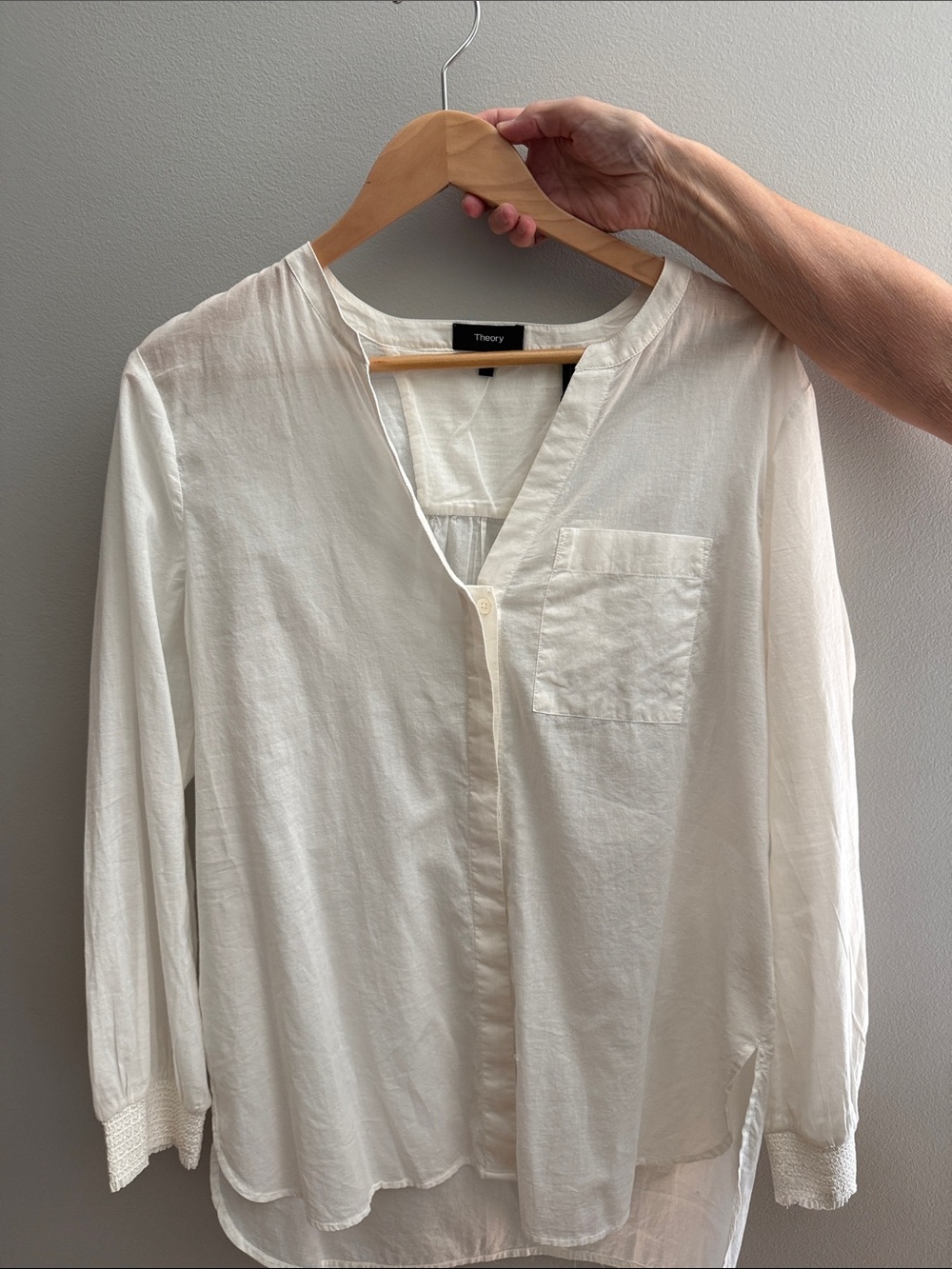 Theory Cream Lightweight Button-Front Shirt Jacket